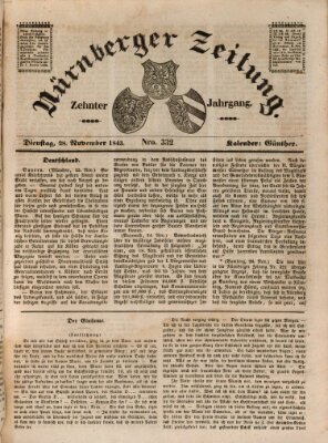 Nürnberger Zeitung (Fränkischer Kurier) Dienstag 28. November 1843