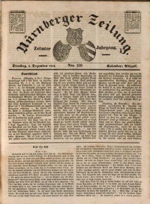 Nürnberger Zeitung (Fränkischer Kurier) Dienstag 5. Dezember 1843