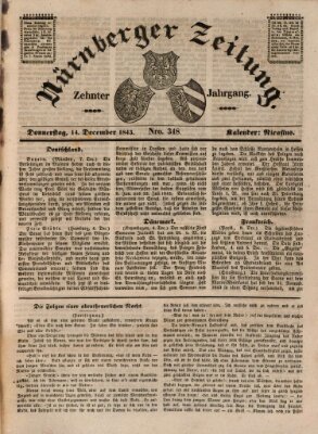 Nürnberger Zeitung (Fränkischer Kurier) Donnerstag 14. Dezember 1843