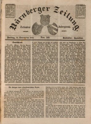 Nürnberger Zeitung (Fränkischer Kurier) Freitag 15. Dezember 1843