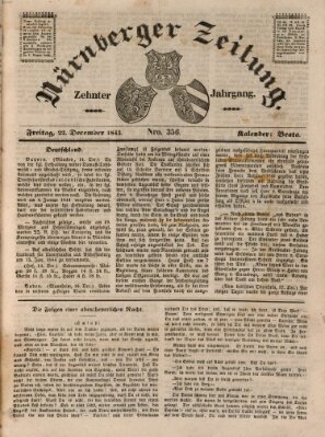 Nürnberger Zeitung (Fränkischer Kurier) Freitag 22. Dezember 1843