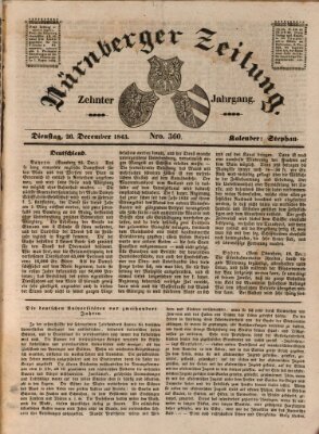 Nürnberger Zeitung (Fränkischer Kurier) Dienstag 26. Dezember 1843