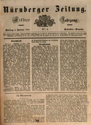 Nürnberger Zeitung (Fränkischer Kurier) Freitag 5. Januar 1844