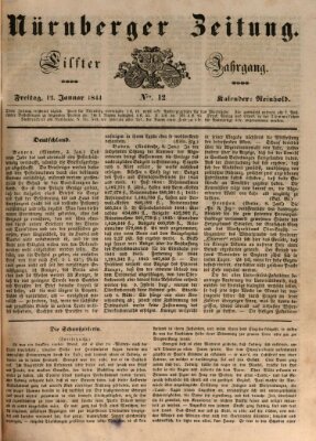 Nürnberger Zeitung (Fränkischer Kurier) Freitag 12. Januar 1844