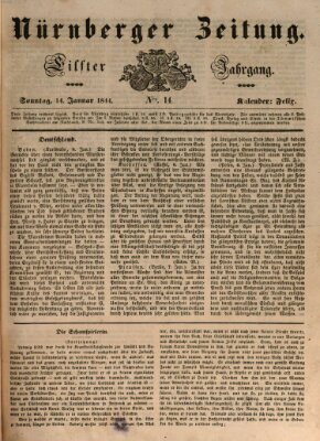 Nürnberger Zeitung (Fränkischer Kurier) Sonntag 14. Januar 1844