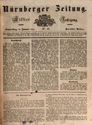 Nürnberger Zeitung (Fränkischer Kurier) Donnerstag 18. Januar 1844