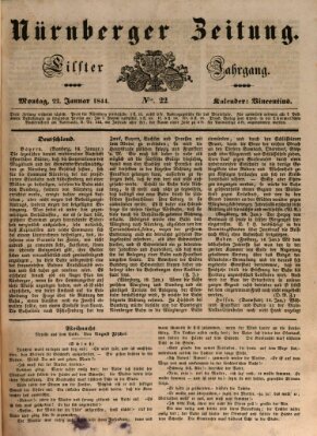 Nürnberger Zeitung (Fränkischer Kurier) Montag 22. Januar 1844