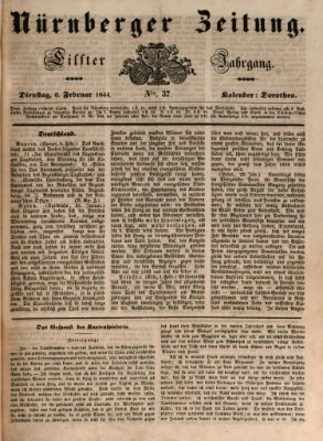 Nürnberger Zeitung (Fränkischer Kurier) Dienstag 6. Februar 1844