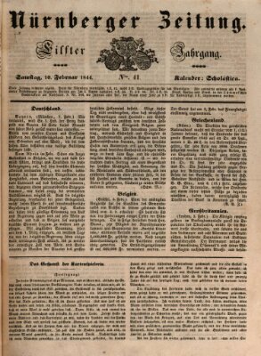 Nürnberger Zeitung (Fränkischer Kurier) Samstag 10. Februar 1844