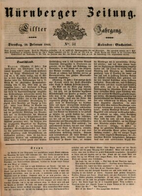 Nürnberger Zeitung (Fränkischer Kurier) Dienstag 20. Februar 1844