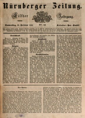 Nürnberger Zeitung (Fränkischer Kurier) Donnerstag 22. Februar 1844