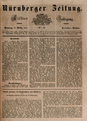 Nürnberger Zeitung (Fränkischer Kurier) Montag 11. März 1844