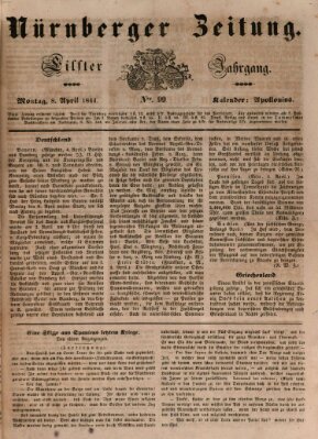 Nürnberger Zeitung (Fränkischer Kurier) Montag 8. April 1844