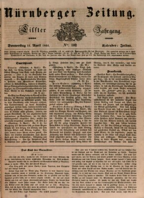 Nürnberger Zeitung (Fränkischer Kurier) Donnerstag 11. April 1844