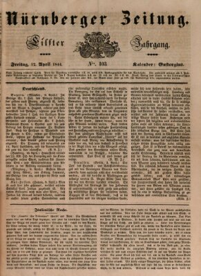 Nürnberger Zeitung (Fränkischer Kurier) Freitag 12. April 1844