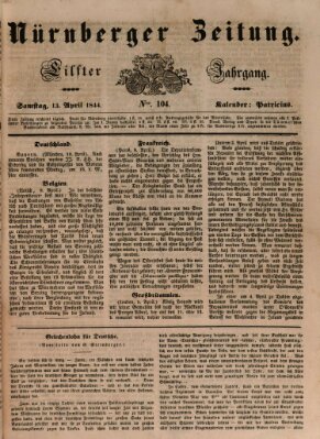 Nürnberger Zeitung (Fränkischer Kurier) Samstag 13. April 1844