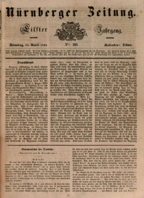 Nürnberger Zeitung (Fränkischer Kurier) Sonntag 14. April 1844