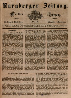 Nürnberger Zeitung (Fränkischer Kurier) Freitag 19. April 1844