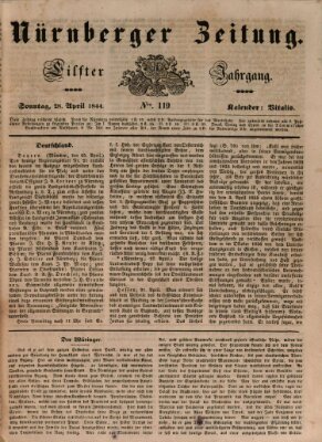 Nürnberger Zeitung (Fränkischer Kurier) Sonntag 28. April 1844