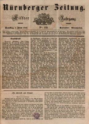 Nürnberger Zeitung (Fränkischer Kurier) Samstag 1. Juni 1844