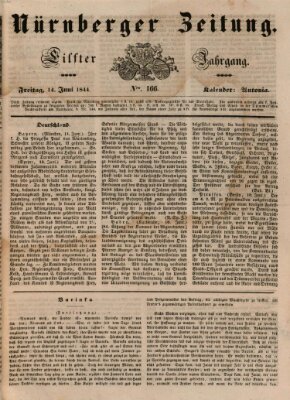 Nürnberger Zeitung (Fränkischer Kurier) Freitag 14. Juni 1844