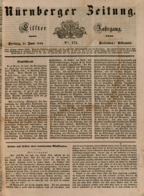 Nürnberger Zeitung (Fränkischer Kurier) Freitag 21. Juni 1844