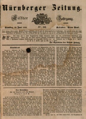 Nürnberger Zeitung (Fränkischer Kurier) Samstag 29. Juni 1844