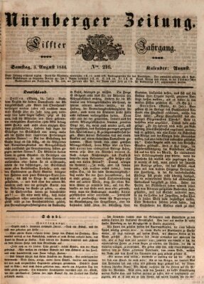 Nürnberger Zeitung (Fränkischer Kurier) Samstag 3. August 1844