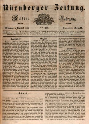 Nürnberger Zeitung (Fränkischer Kurier) Montag 5. August 1844