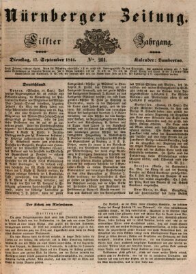 Nürnberger Zeitung (Fränkischer Kurier) Dienstag 17. September 1844