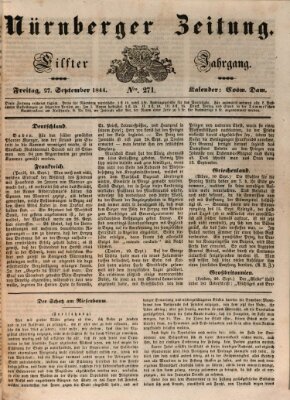 Nürnberger Zeitung (Fränkischer Kurier) Freitag 27. September 1844