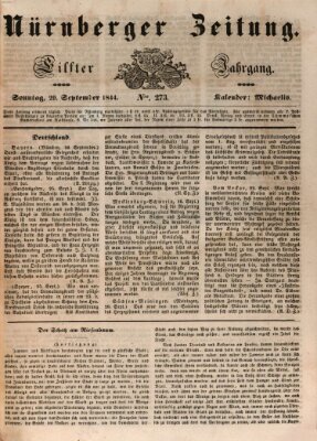 Nürnberger Zeitung (Fränkischer Kurier) Sonntag 29. September 1844