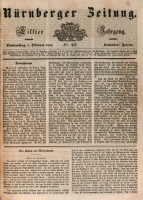 Nürnberger Zeitung (Fränkischer Kurier) Donnerstag 3. Oktober 1844