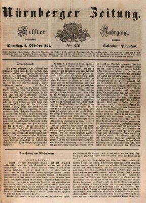 Nürnberger Zeitung (Fränkischer Kurier) Samstag 5. Oktober 1844