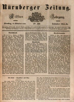 Nürnberger Zeitung (Fränkischer Kurier) Dienstag 15. Oktober 1844