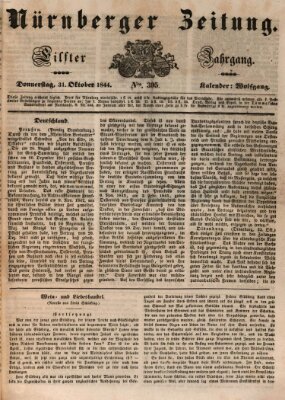 Nürnberger Zeitung (Fränkischer Kurier) Donnerstag 31. Oktober 1844