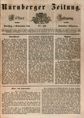 Nürnberger Zeitung (Fränkischer Kurier) Dienstag 5. November 1844