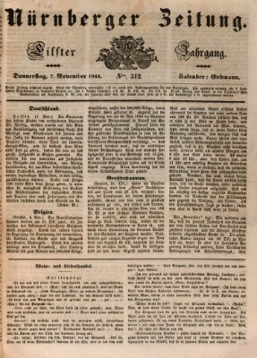 Nürnberger Zeitung (Fränkischer Kurier) Donnerstag 7. November 1844