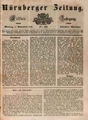 Nürnberger Zeitung (Fränkischer Kurier) Montag 11. November 1844