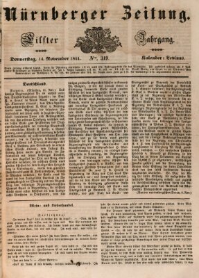 Nürnberger Zeitung (Fränkischer Kurier) Donnerstag 14. November 1844