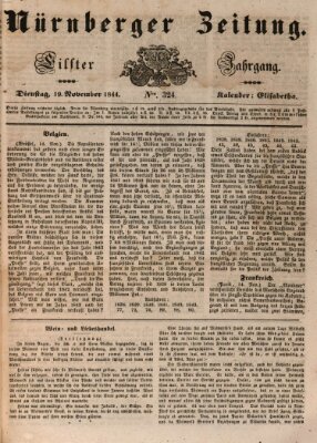 Nürnberger Zeitung (Fränkischer Kurier) Dienstag 19. November 1844