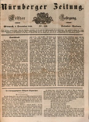 Nürnberger Zeitung (Fränkischer Kurier) Mittwoch 4. Dezember 1844