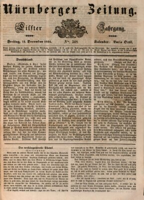 Nürnberger Zeitung (Fränkischer Kurier) Freitag 13. Dezember 1844