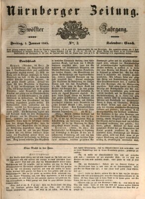 Nürnberger Zeitung (Fränkischer Kurier) Freitag 3. Januar 1845