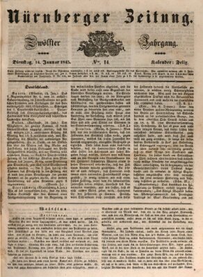 Nürnberger Zeitung (Fränkischer Kurier) Dienstag 14. Januar 1845