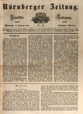 Nürnberger Zeitung (Fränkischer Kurier) Mittwoch 15. Januar 1845