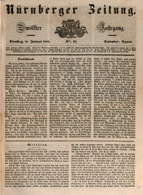 Nürnberger Zeitung (Fränkischer Kurier) Dienstag 21. Januar 1845