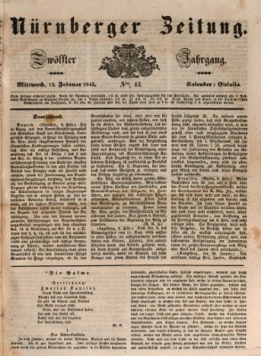 Nürnberger Zeitung (Fränkischer Kurier) Mittwoch 12. Februar 1845