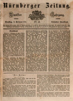 Nürnberger Zeitung (Fränkischer Kurier) Samstag 15. Februar 1845