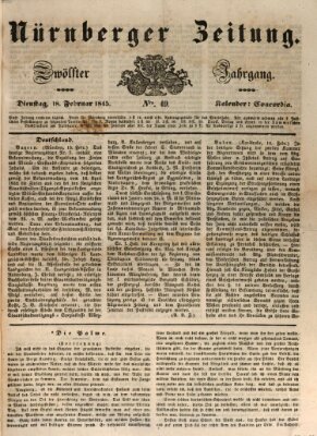 Nürnberger Zeitung (Fränkischer Kurier) Dienstag 18. Februar 1845